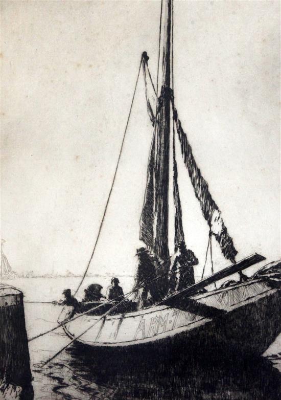 Arthur Briscoe (1873-1943) Dutch Eel Boat 1933 13.75 x 10in.